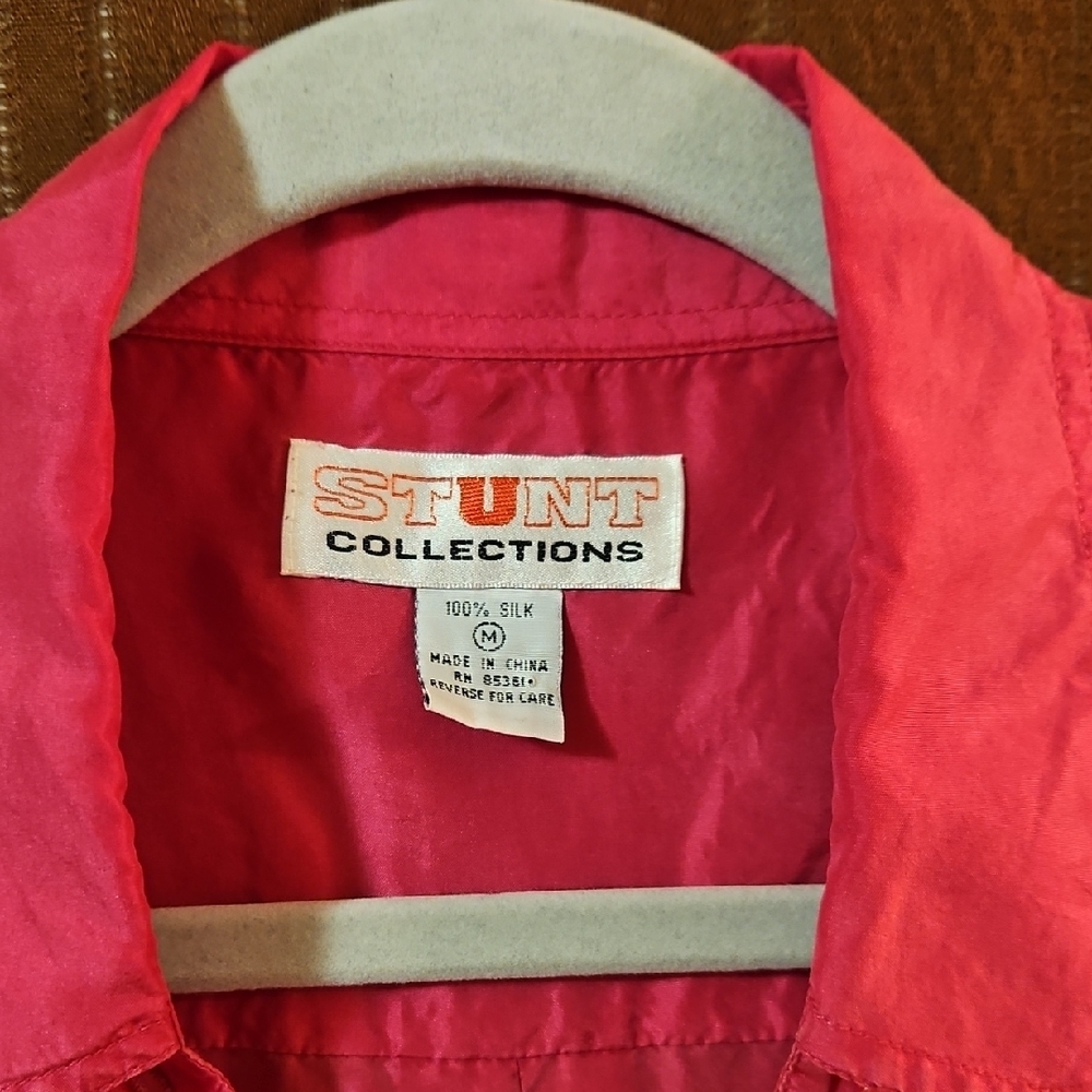 VTG Pink Silk Button-Up Shirt - Picture 3 of 14